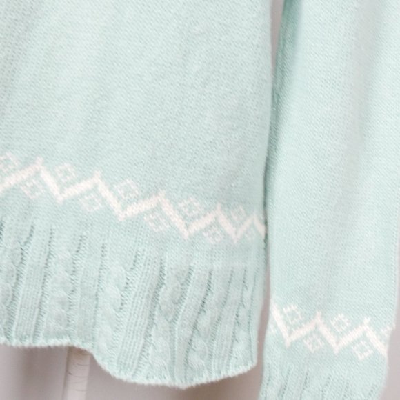 Vintage Y2K Northern Reflections Light Blue Turtleneck w/ White Snowflake Large - Picture 3 of 12